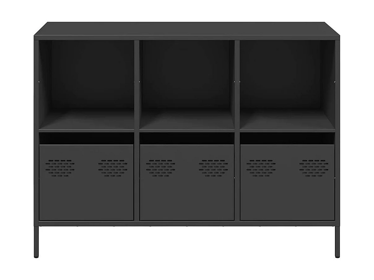 Credenza | Buffet | Armadio Nera 101,5x39x73,5 cm in Acciaio Laminato a Freddo