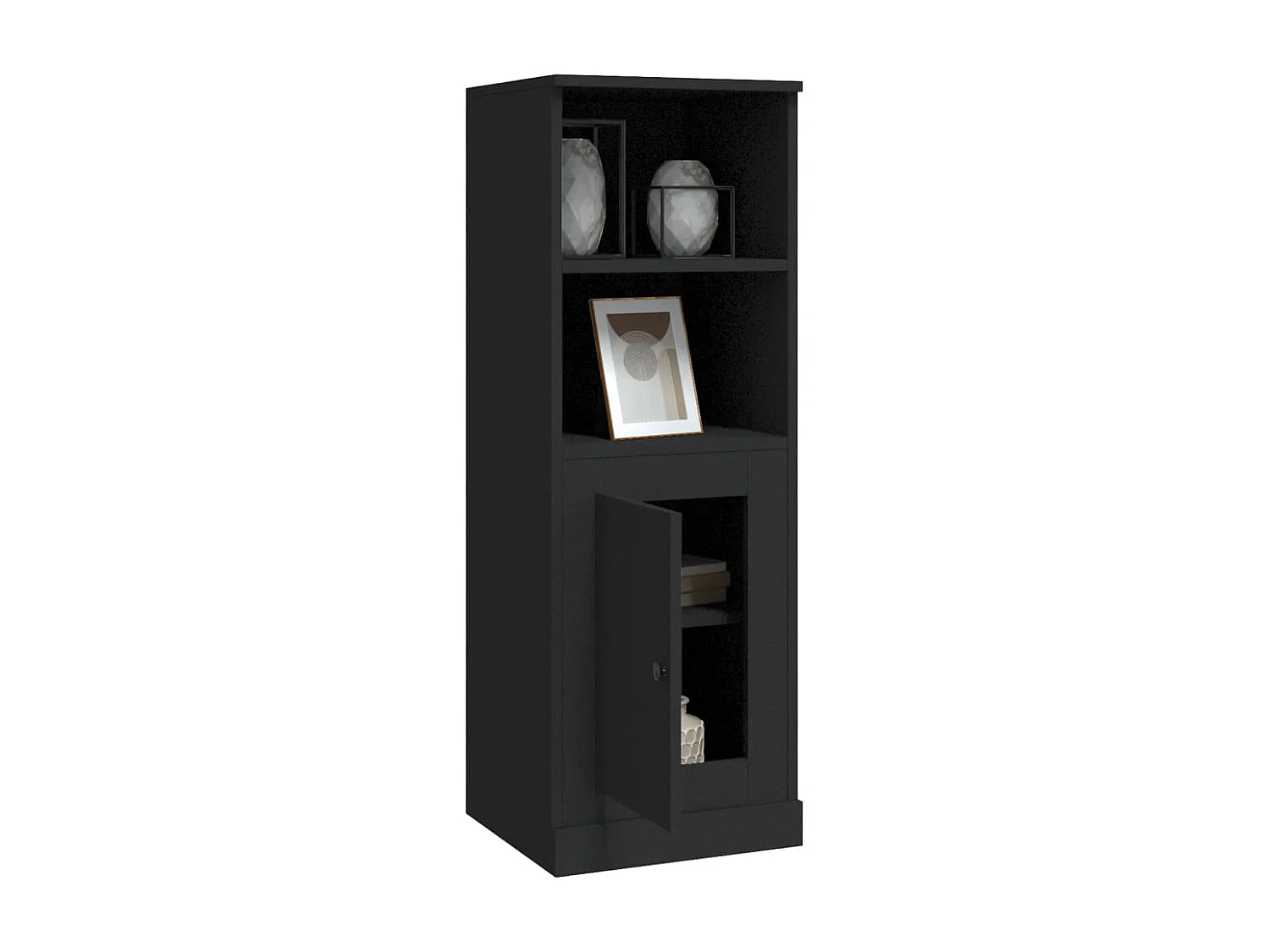 Buffet | Bahut | Meuble de rangement haut noir 36x35,5x103,5 cm bois d'ingénierie