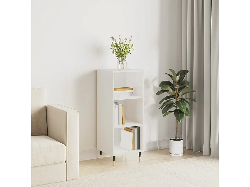 Buffet | Bahut | Meuble de rangement blanc brillant 34,5x32,5x90 cm bois d'ingénierie