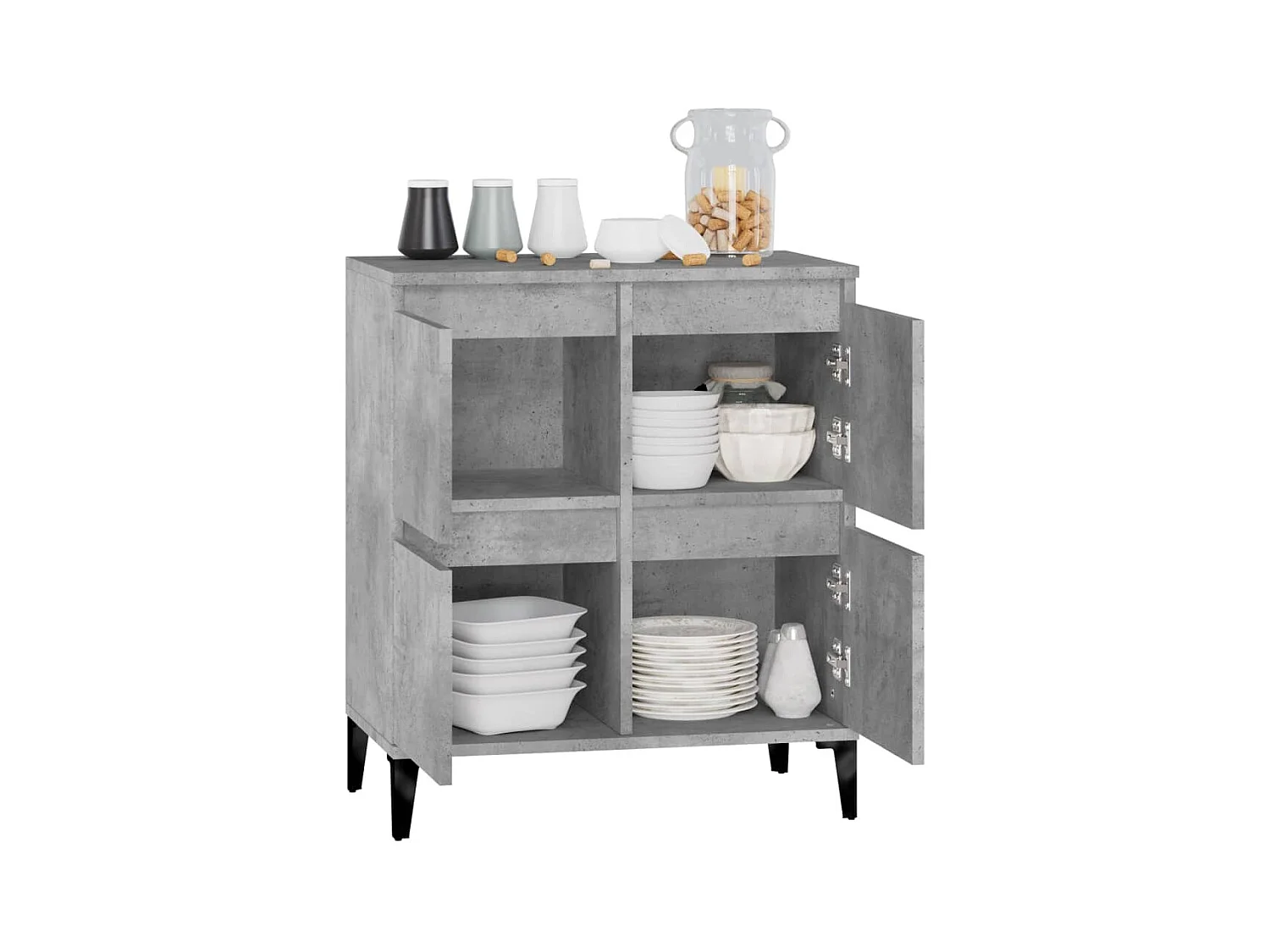 Credenza | Buffet | Armadio Grigio Cemento 60x35x70 cm in Legno Multistrato