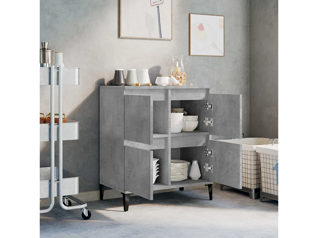 Credenza | Buffet | Armadio Grigio Cemento 60x35x70 cm in Legno Multistrato