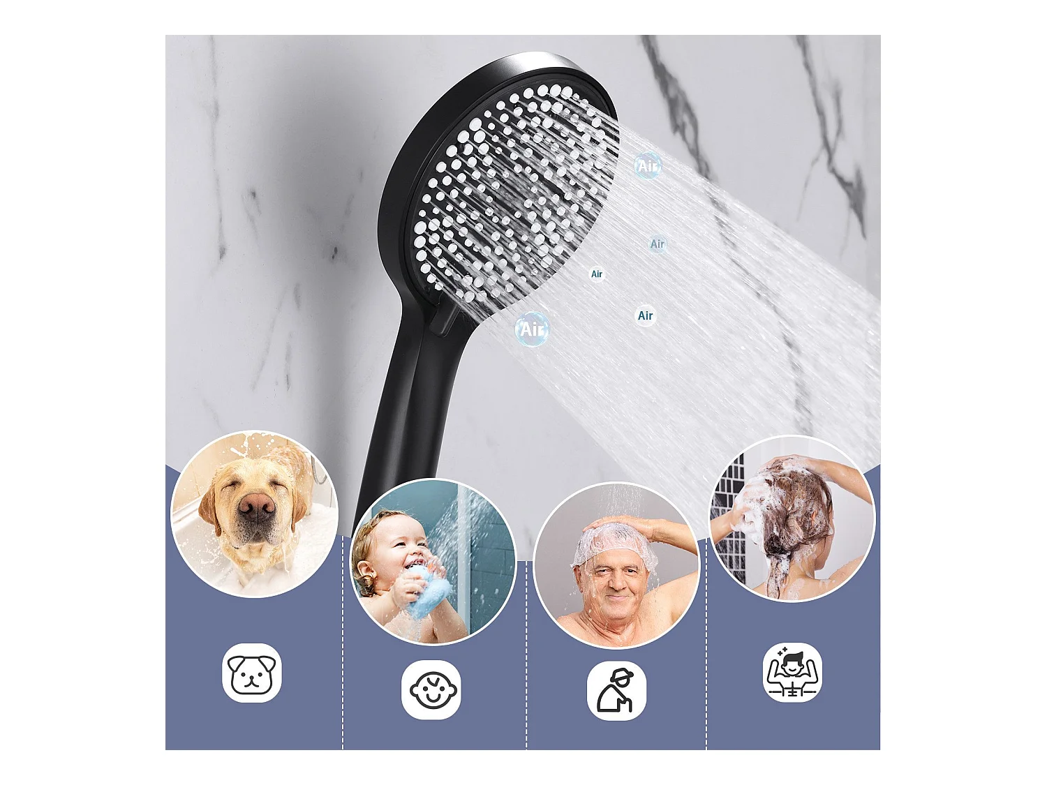 NETTLIFE Badewannenarmatur Schwarz Badewannenarmatur - Duscharmatur mit Brause Einhebelmischer Duscharmatur mit Handbrause