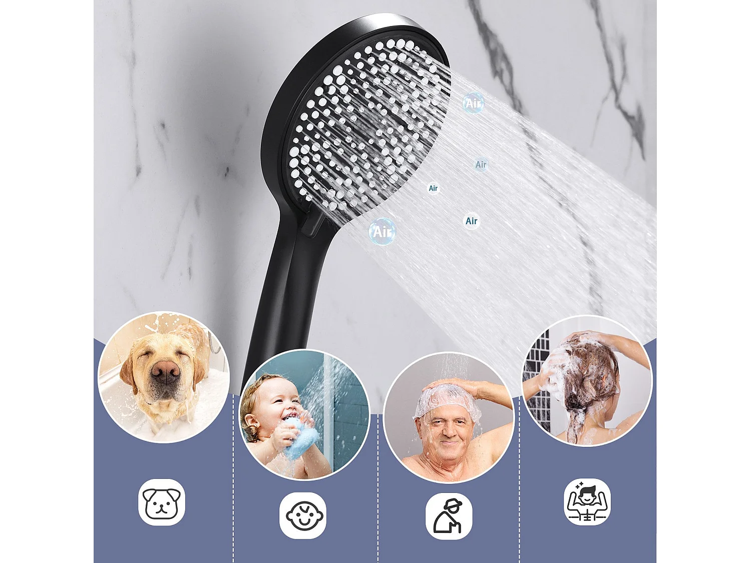 NETTLIFE Robinet de baignoire robinet noir baignoire - robinet de douche avec douche robinet de douche mitigeur monocommande avec douchette