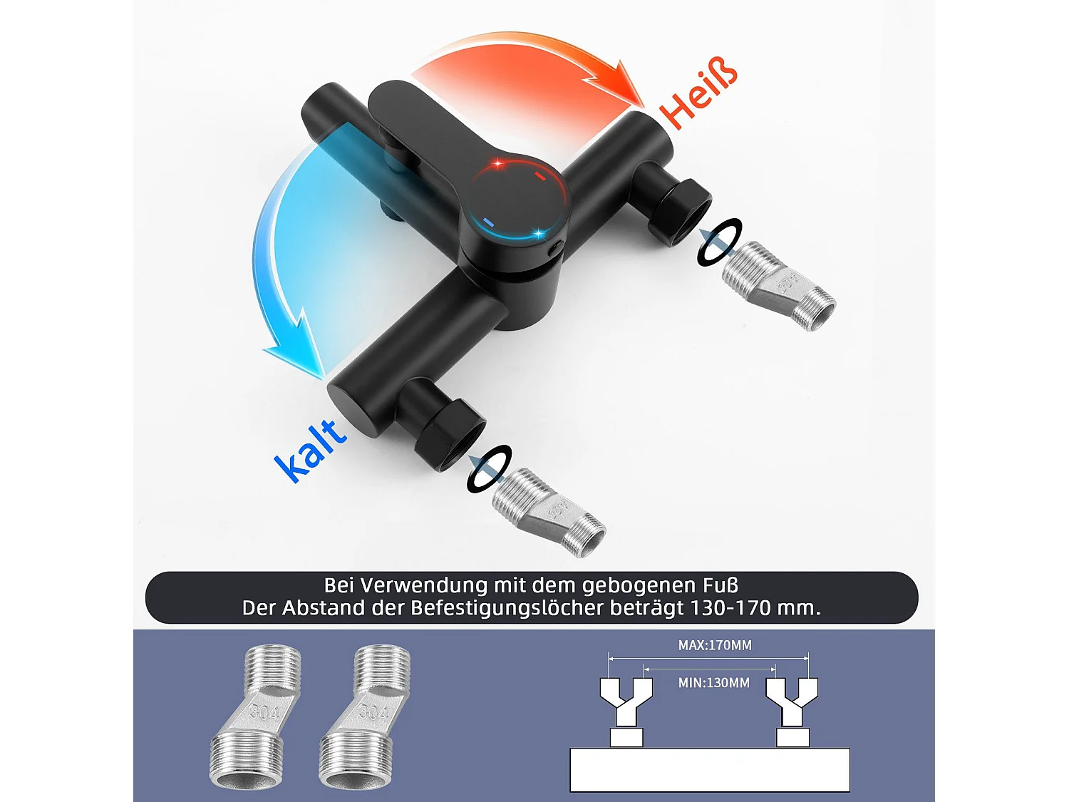 NETTLIFE Robinet de baignoire robinet noir baignoire - robinet de douche avec douche robinet de douche mitigeur monocommande avec douchette