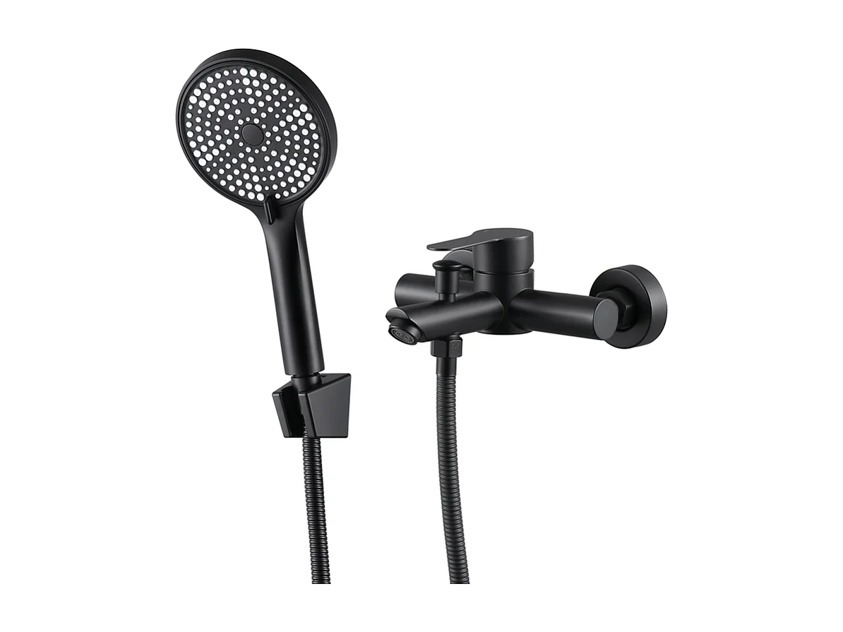 NETTLIFE Robinet de baignoire robinet noir baignoire - robinet de douche avec douche robinet de douche mitigeur monocommande avec douchette