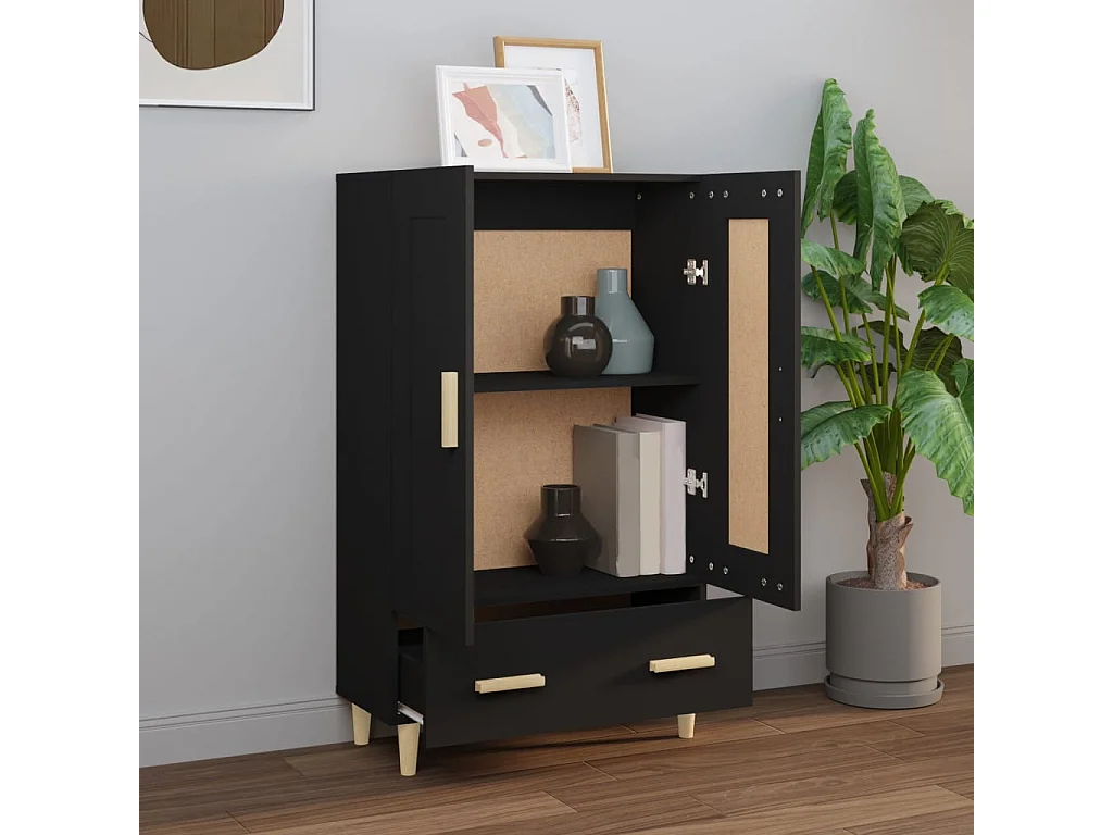 Credenza | Buffet | Armadio Nera 70x31x115 cm in Legno Multistrato