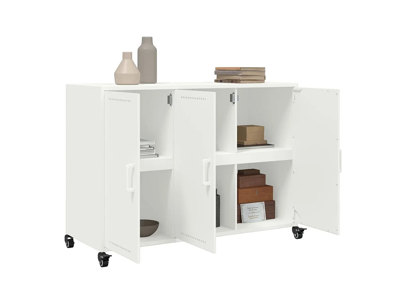 Credenza | Buffet | Armadio Bianca 100,5x39x72 cm in Acciaio