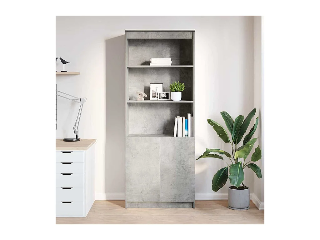 Credenza | Buffet | Armadio Grigio Cemento 70x35x180 cm in Legno Multistrato