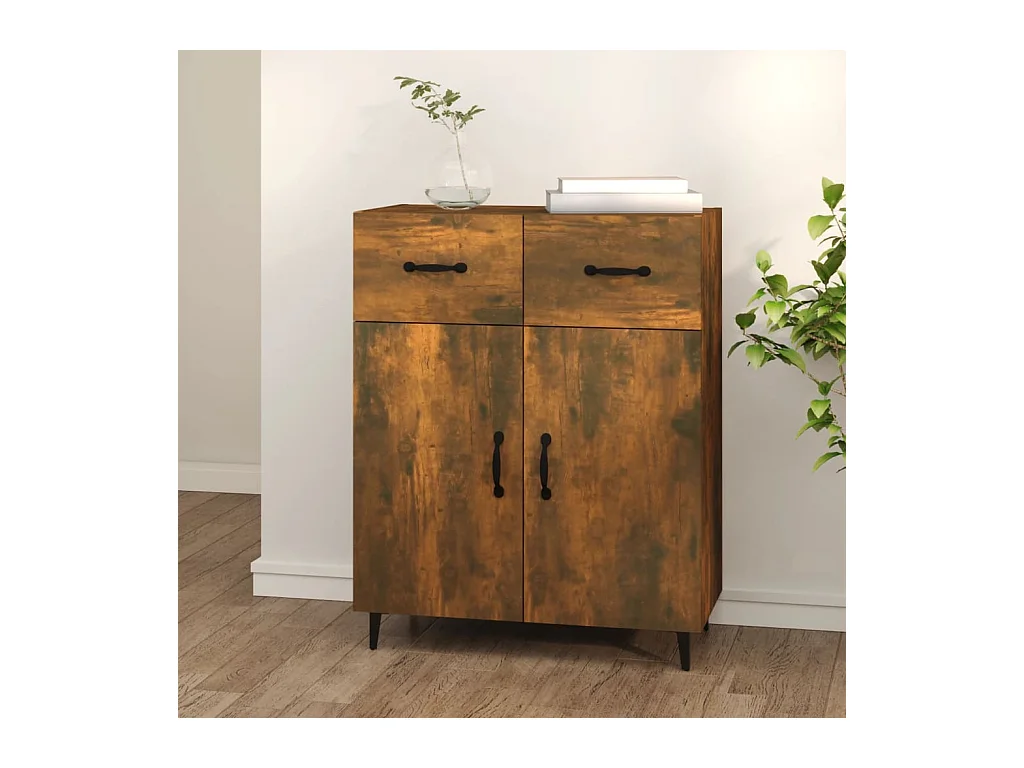 Buffet | Bahut | Meuble de rangement chêne fumé 69,5x34x90 cm bois d'ingénierie