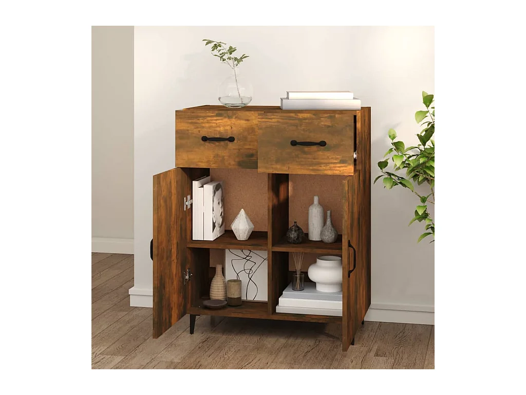 Buffet | Bahut | Meuble de rangement chêne fumé 69,5x34x90 cm bois d'ingénierie