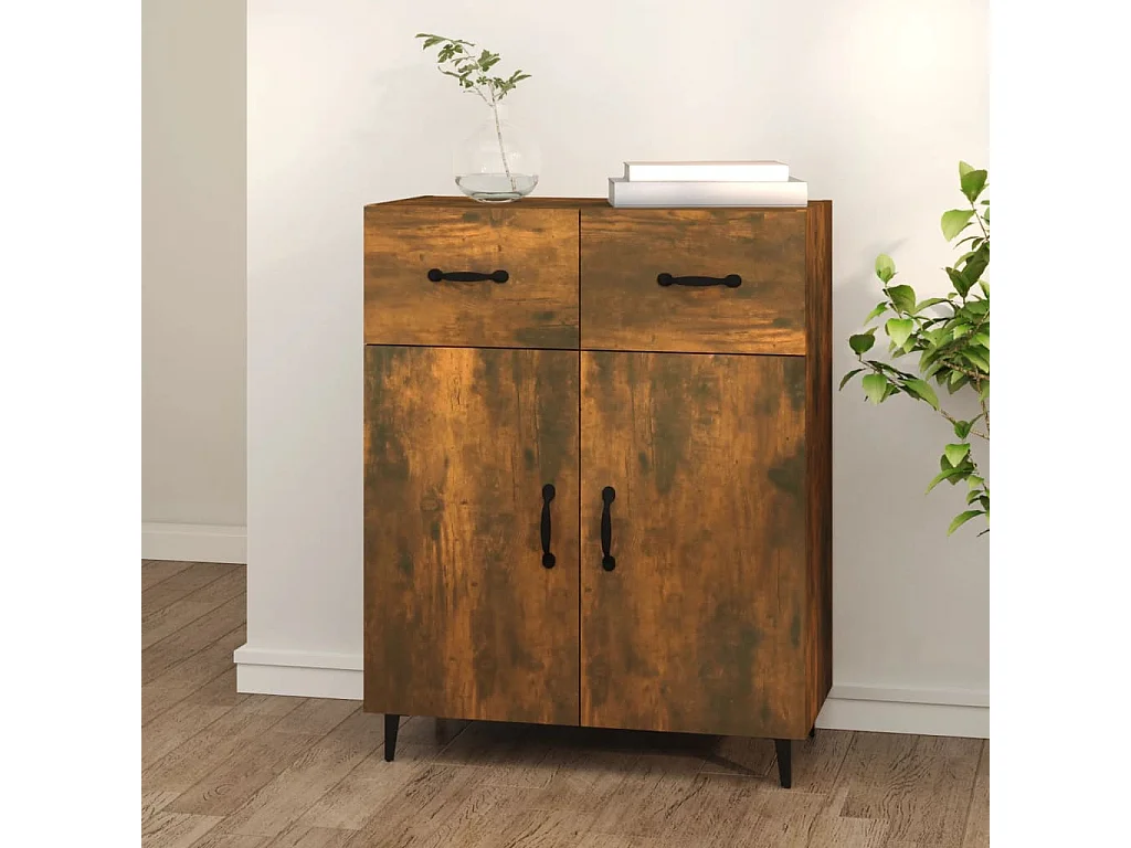 Buffet | Bahut | Meuble de rangement chêne fumé 69,5x34x90 cm bois d'ingénierie