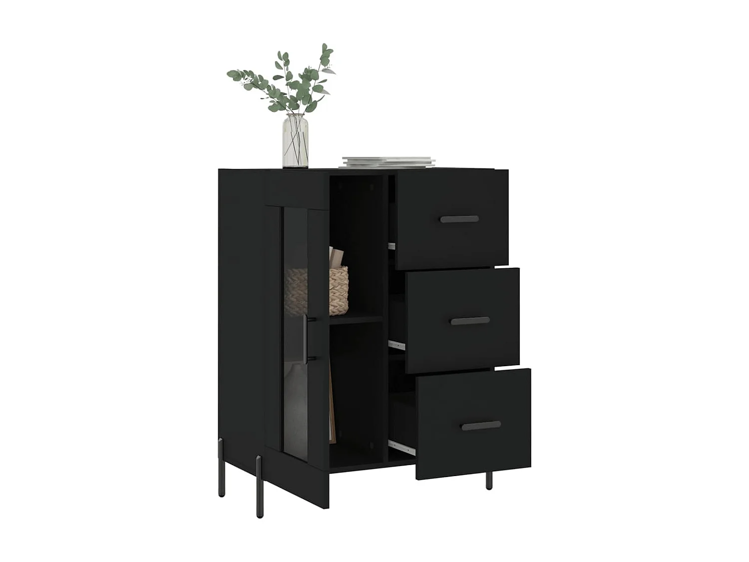 Buffet | Bahut | Meuble de rangement noir 69,5x34x90 cm bois d'ingénierie