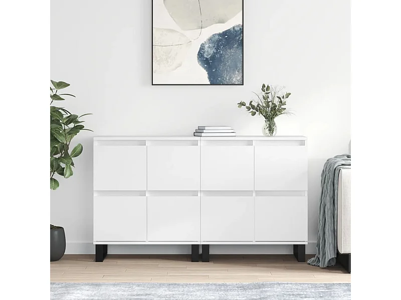 Buffets | Bahuts | Meuble de rangement 2 pcs blanc bois d'ingénierie
