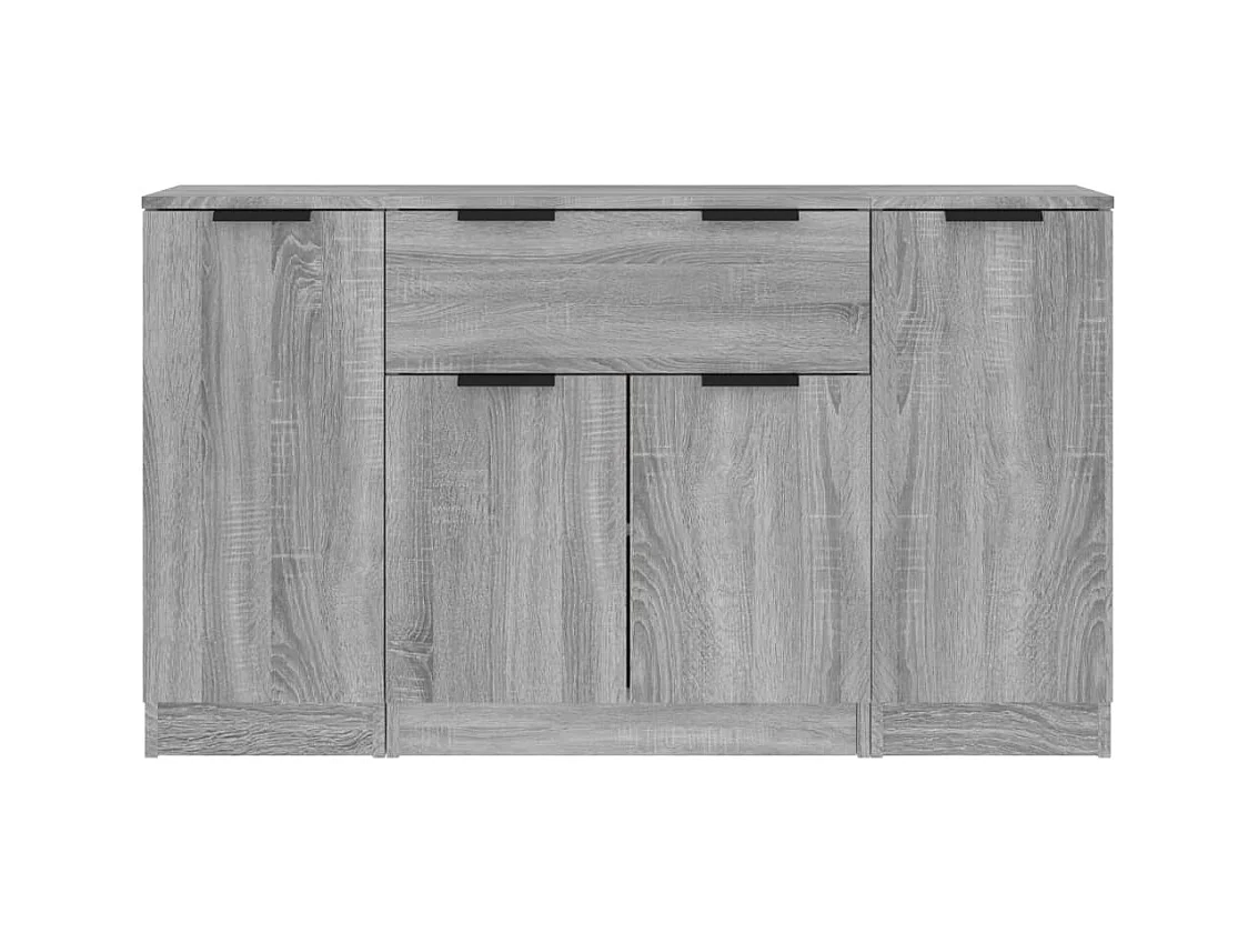 Credenze | Buffet | Armadi 3 pz Grigio Sonoma in Legno Multistrato