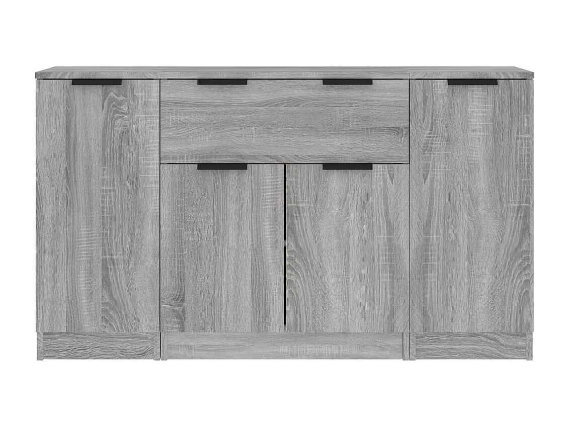Buffet | Commode à tiroir | Meuble de rangements | Bahuts | Meuble de rangement 3 pcs Sonoma gris Bois d'ingénierie