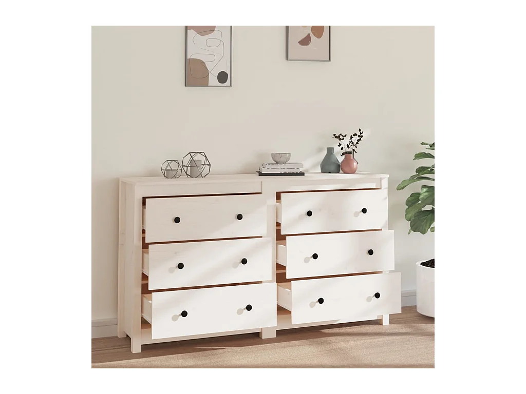 Buffet | Bahut | Meuble de rangement Blanc 140x35x80 cm Bois massif de pin
