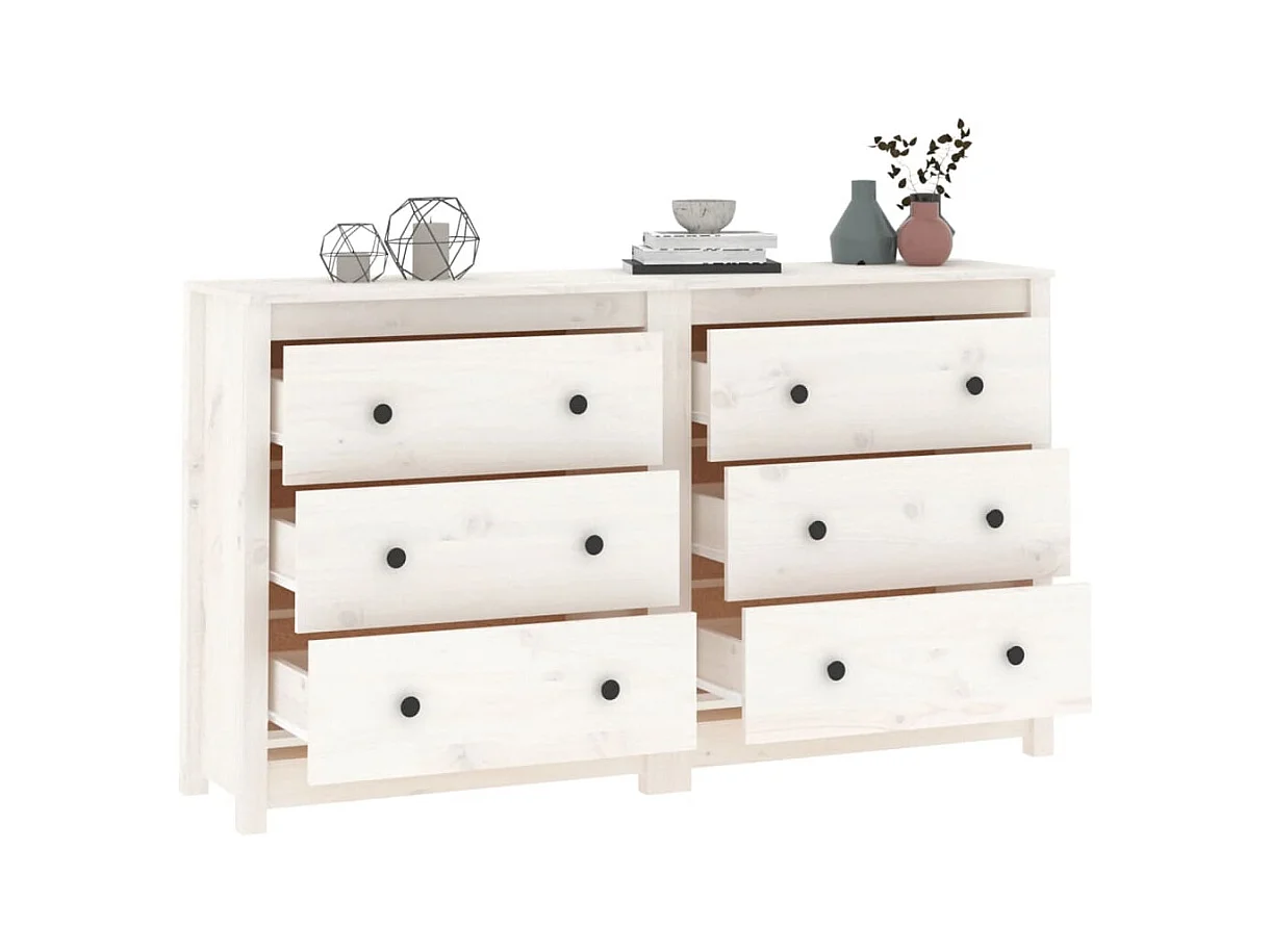 Buffet | Bahut | Meuble de rangement Blanc 140x35x80 cm Bois massif de pin