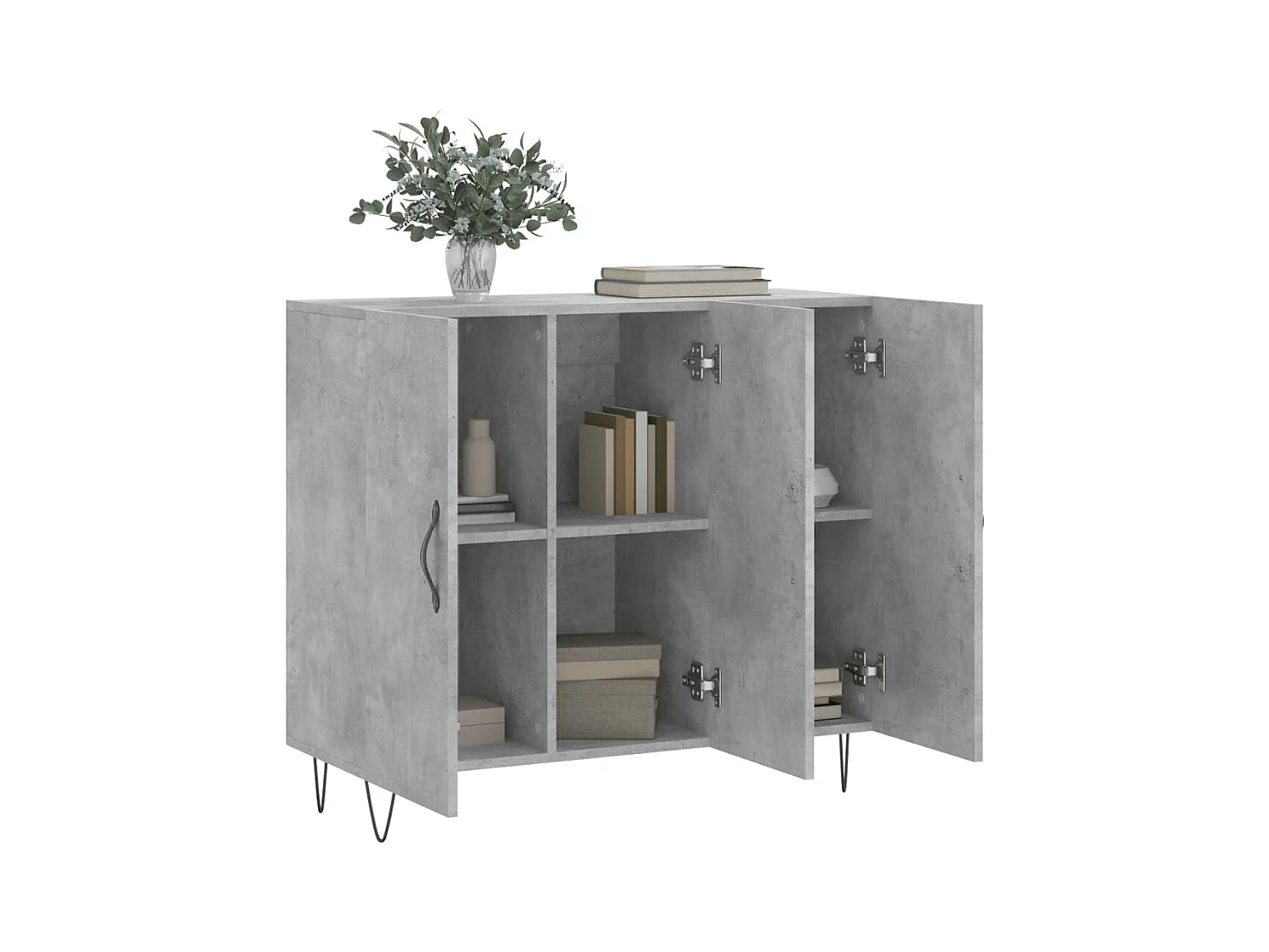 Buffet | Bahut | Meuble de rangement gris béton 90x34x80 cm bois d'ingénierie