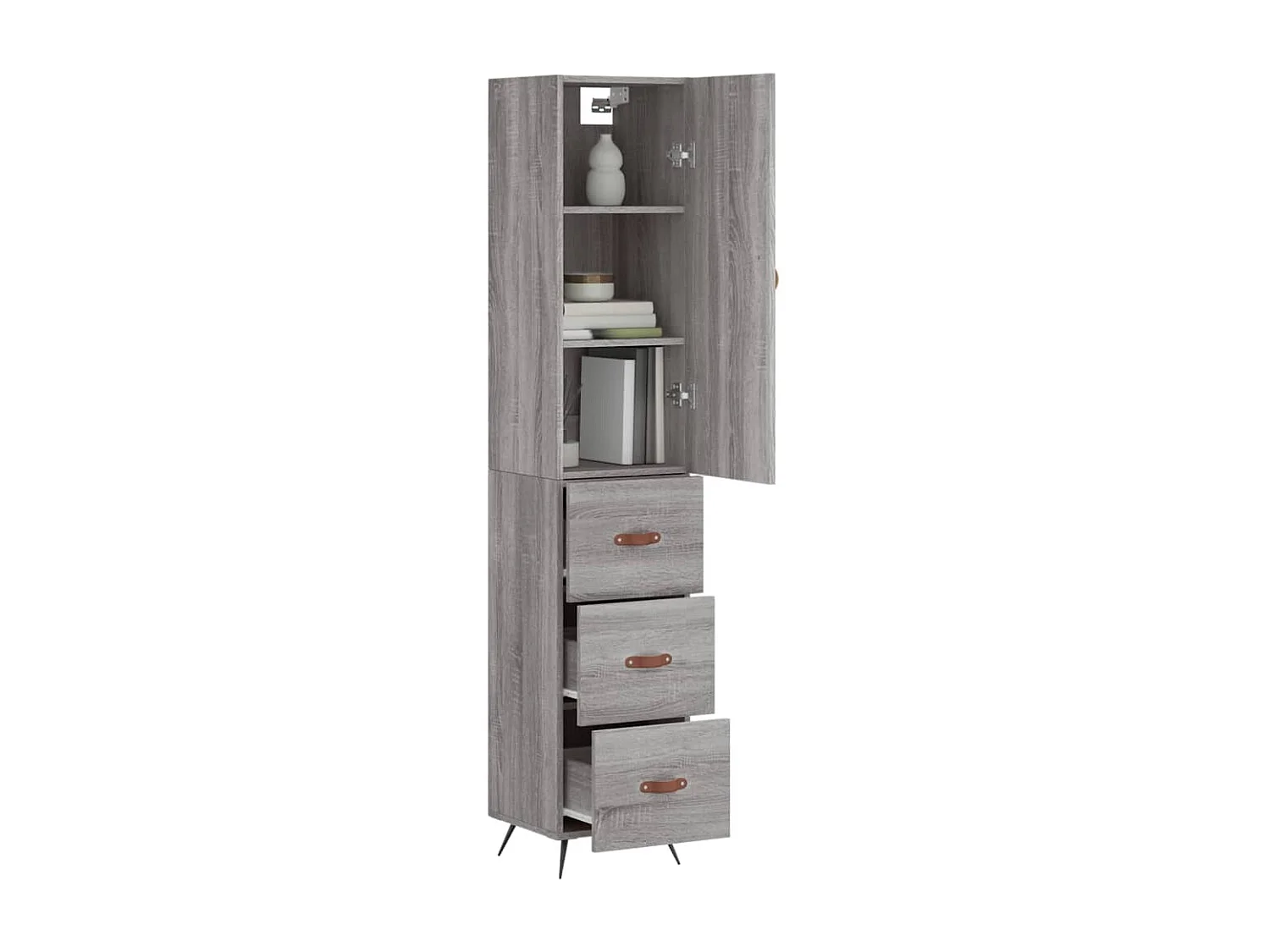 Buffet | Bahut | Meuble de rangement haut Sonoma gris 34,5x34x180 cm Bois d'ingénierie