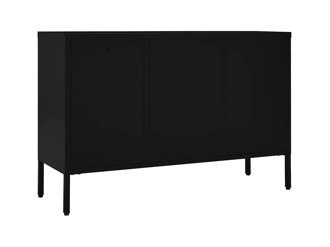 Buffet | Commode à tiroir | Meuble de rangement Noir 105x35x70 cm Acier et verre trempé