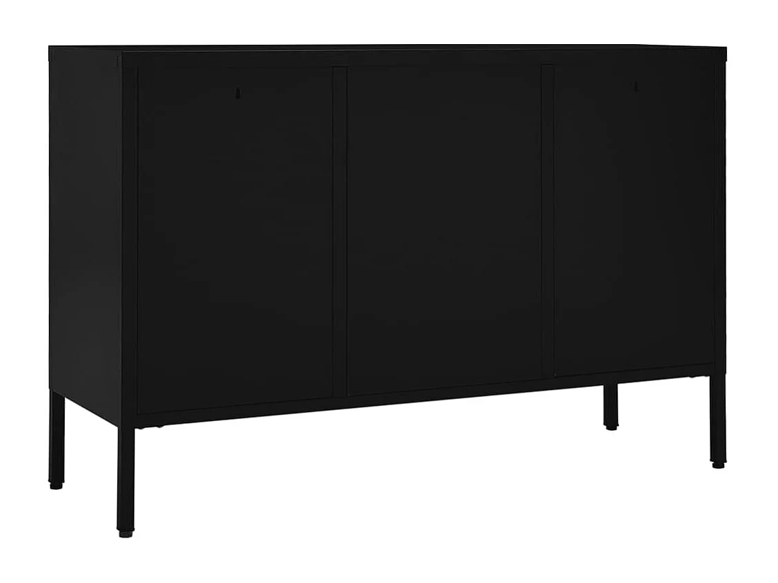 Credenza | Buffet | Armadio Nera 105x35x70 cm in Acciaio e Vetro Temperato