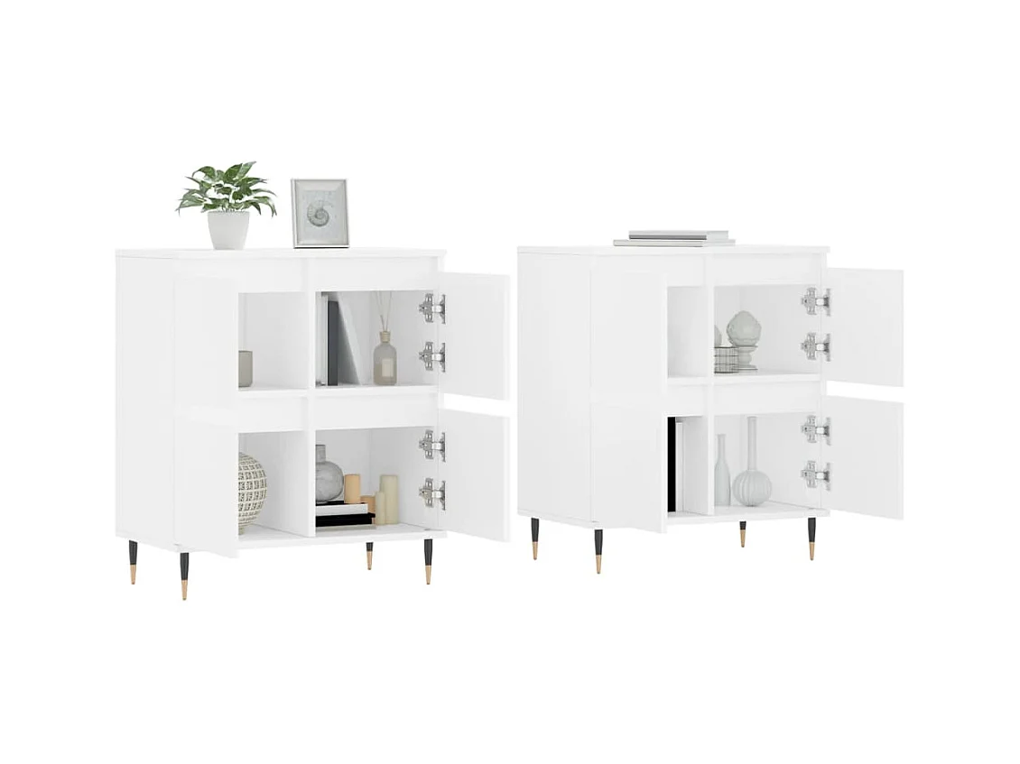 Buffets | Bahuts | Meuble de rangement 2 pcs blanc bois d'ingénierie