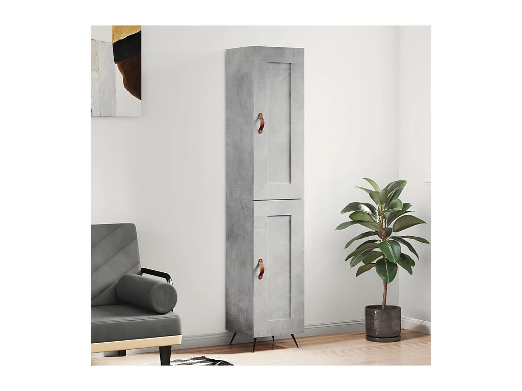 Buffet | Bahut | Meuble de rangement haut Gris béton 34,5x34x180 cm Bois d'ingénierie