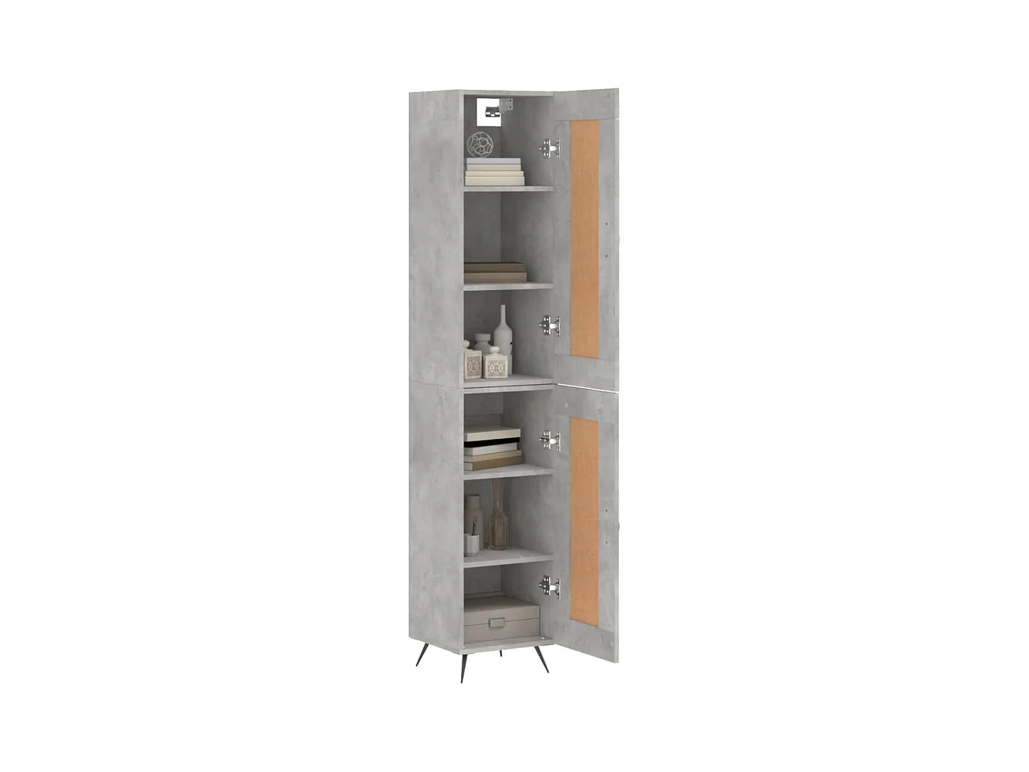 Buffet | Bahut | Meuble de rangement haut Gris béton 34,5x34x180 cm Bois d'ingénierie