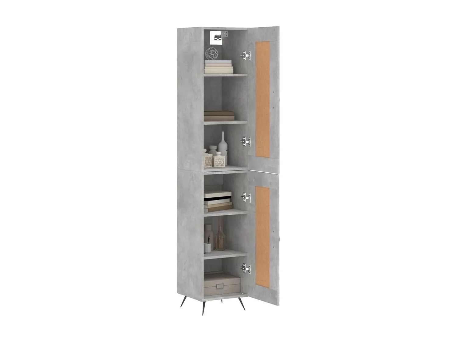 Buffet | Bahut | Meuble de rangement haut Gris béton 34,5x34x180 cm Bois d'ingénierie