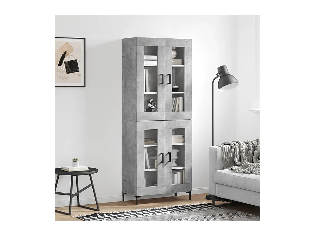 Buffet | Bahut | Meuble de rangement haut Gris béton 69,5x34x180 cm Bois d'ingénierie