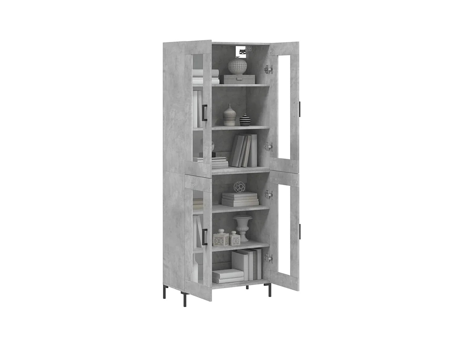 Buffet | Bahut | Meuble de rangement haut Gris béton 69,5x34x180 cm Bois d'ingénierie