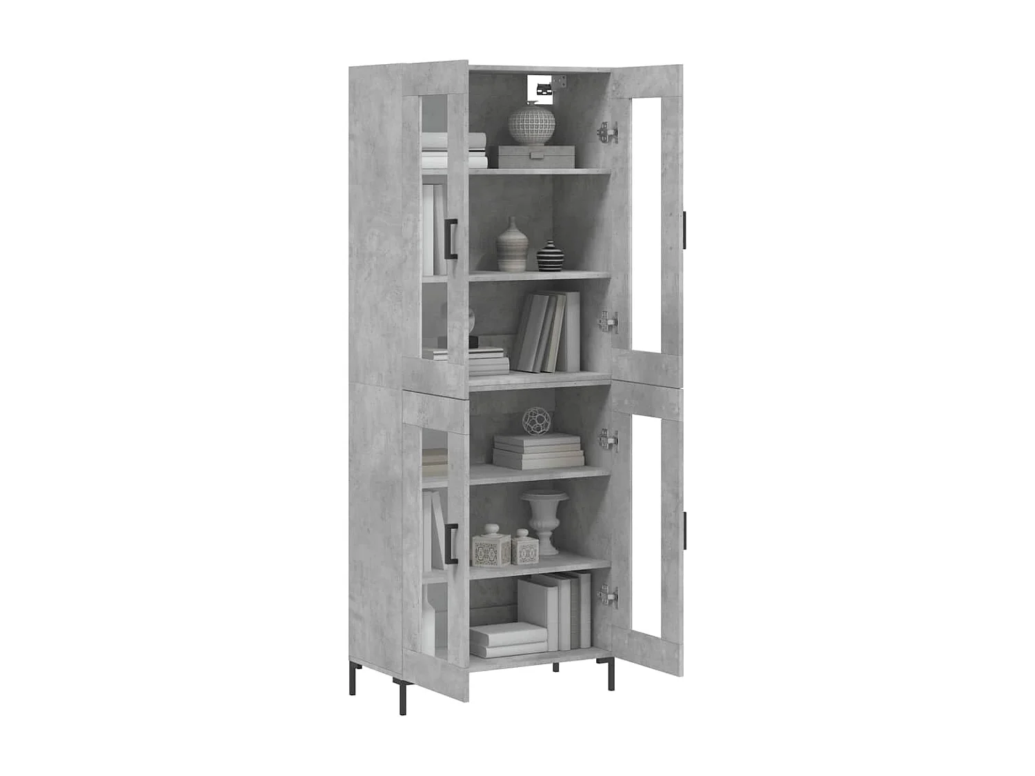 Buffet | Bahut | Meuble de rangement haut Gris béton 69,5x34x180 cm Bois d'ingénierie
