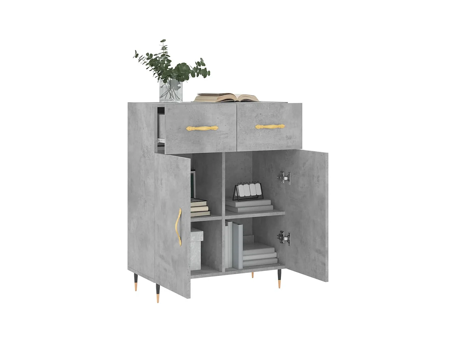 Credenza | Buffet | Armadio Grigio Cemento 69,5x34x90 cm in Legno Multistrato