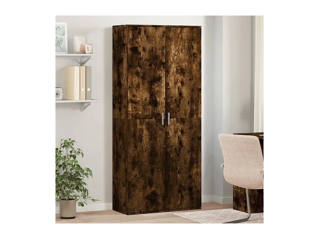 Credenza | Buffet | Armadio Rovere Fumo 80x35x180 cm in Legno Multistrato