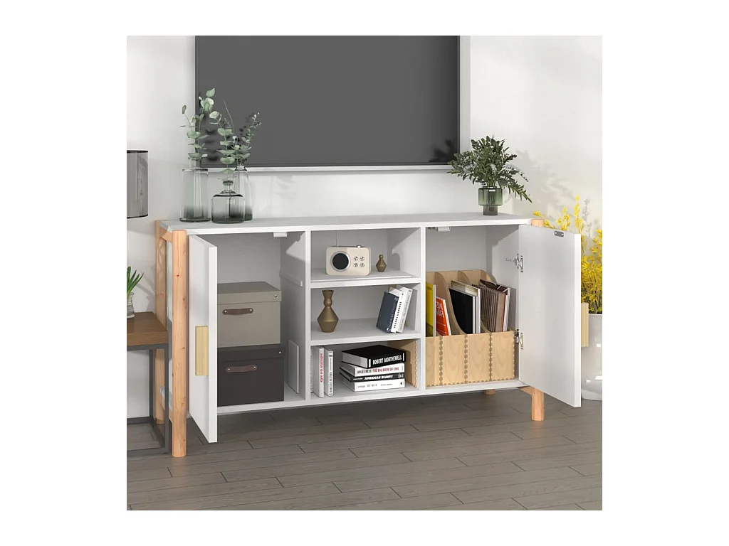 Credenza | Buffet | Armadio Bianca 107x38x60 cm in Legno Multistrato