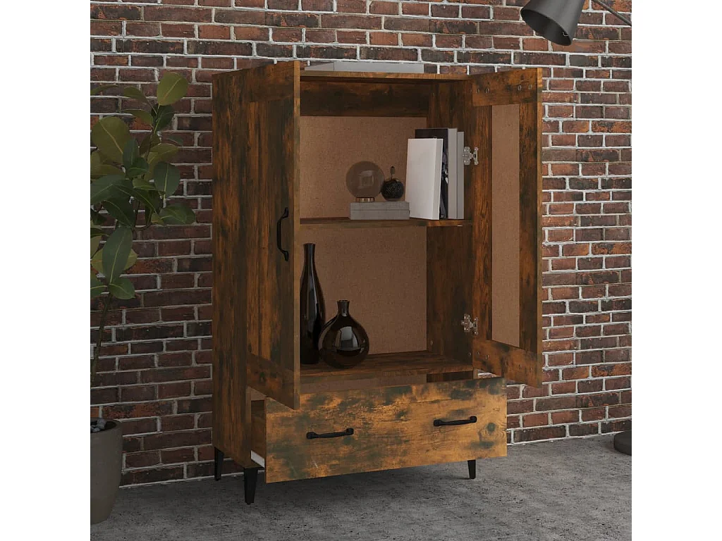 Credenza | Buffet | Armadio Rovere Fumo 70x31x115 cm in Legno Multistrato