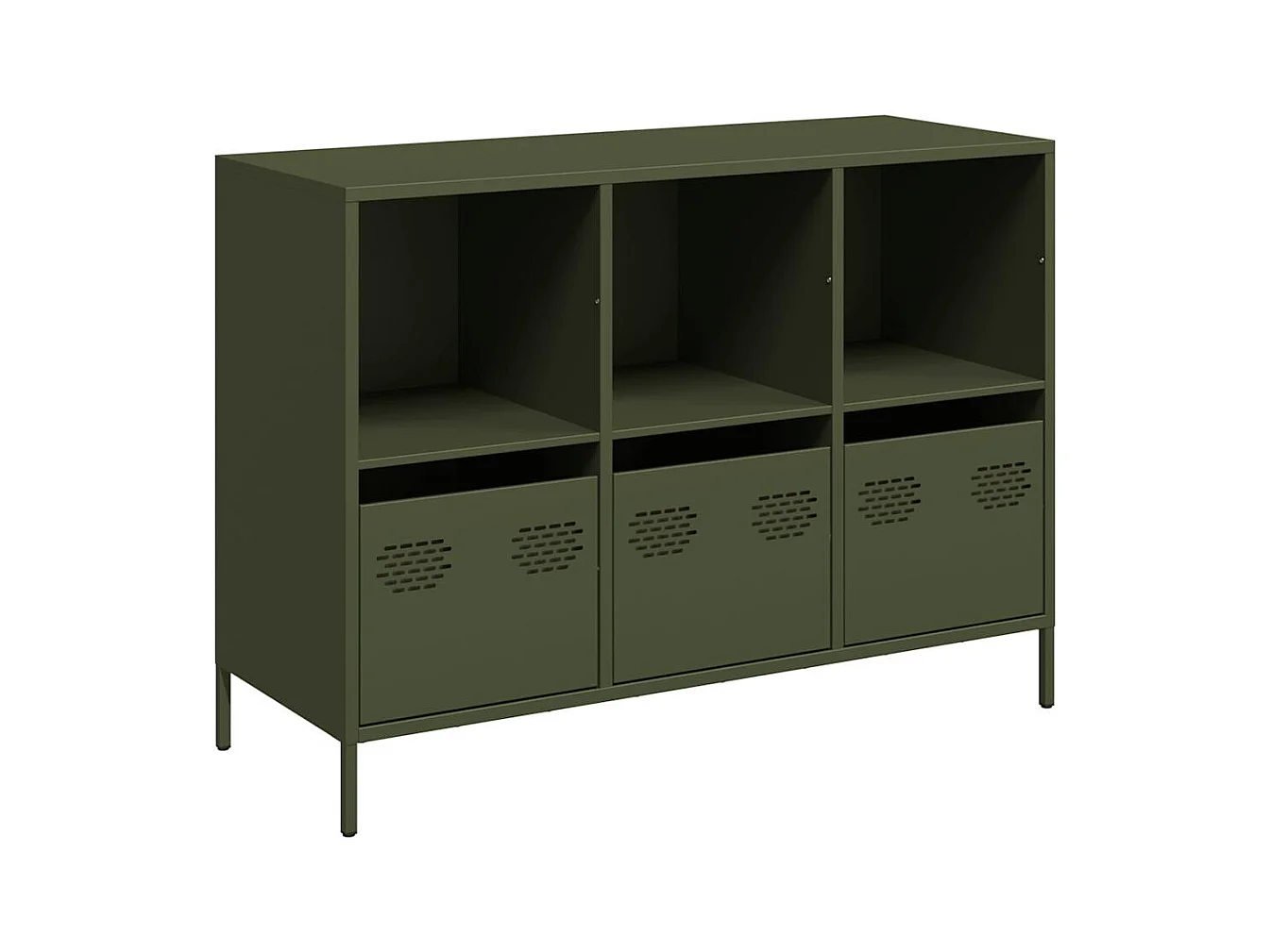 Buffet | Commode à tiroir | Meuble de rangement vert olive 101,5x39x73,5 cm acier laminé à froid