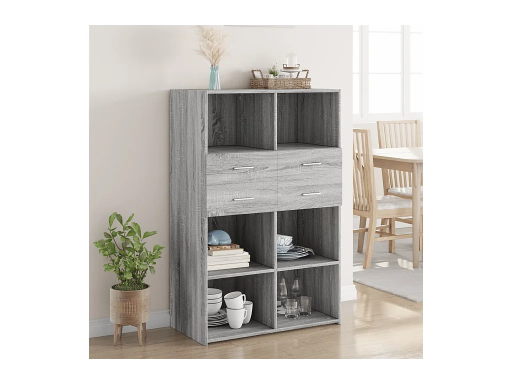 Buffet | Bahut | Meuble de rangement haut sonoma gris 80x42,5x124 cm bois d'ingénierie