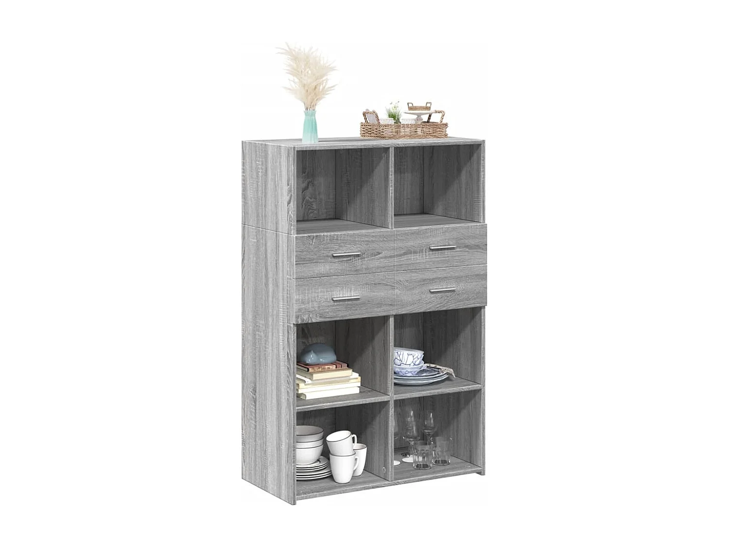 Buffet | Bahut | Meuble de rangement haut sonoma gris 80x42,5x124 cm bois d'ingénierie