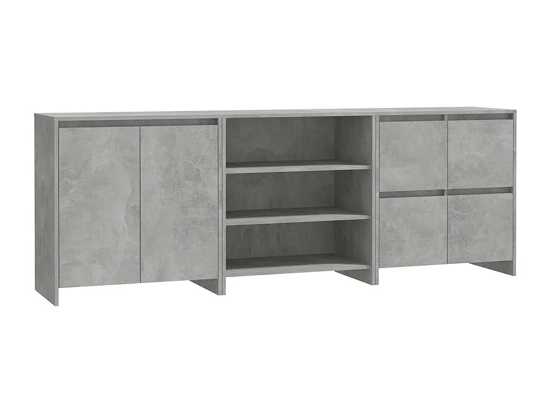Credenze | Buffet | Armadi 3 pz Grigio Cemento in Legno Multistrato