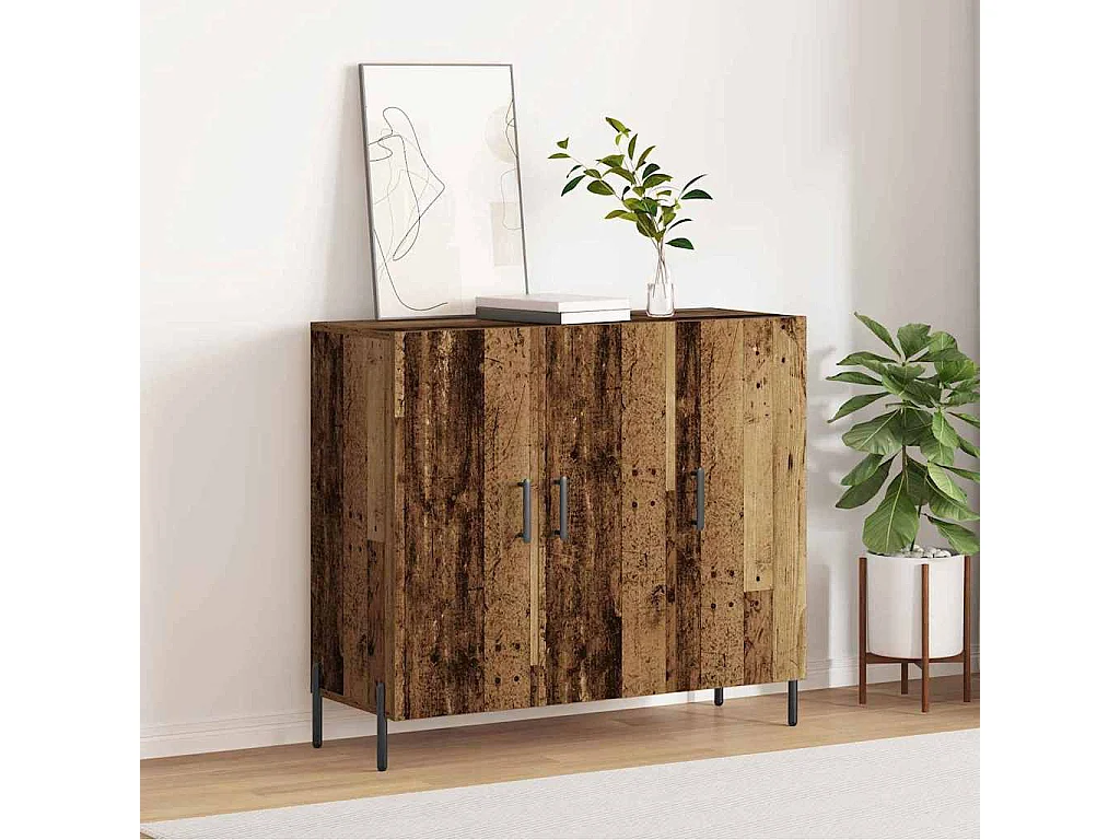 Buffet | Bahut | Meuble de rangement en bois vieilli 90x34x80 cm en bois d'ingénierie