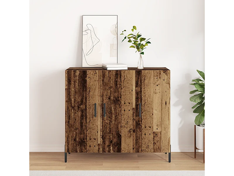 Buffet | Bahut | Meuble de rangement en bois vieilli 90x34x80 cm en bois d'ingénierie