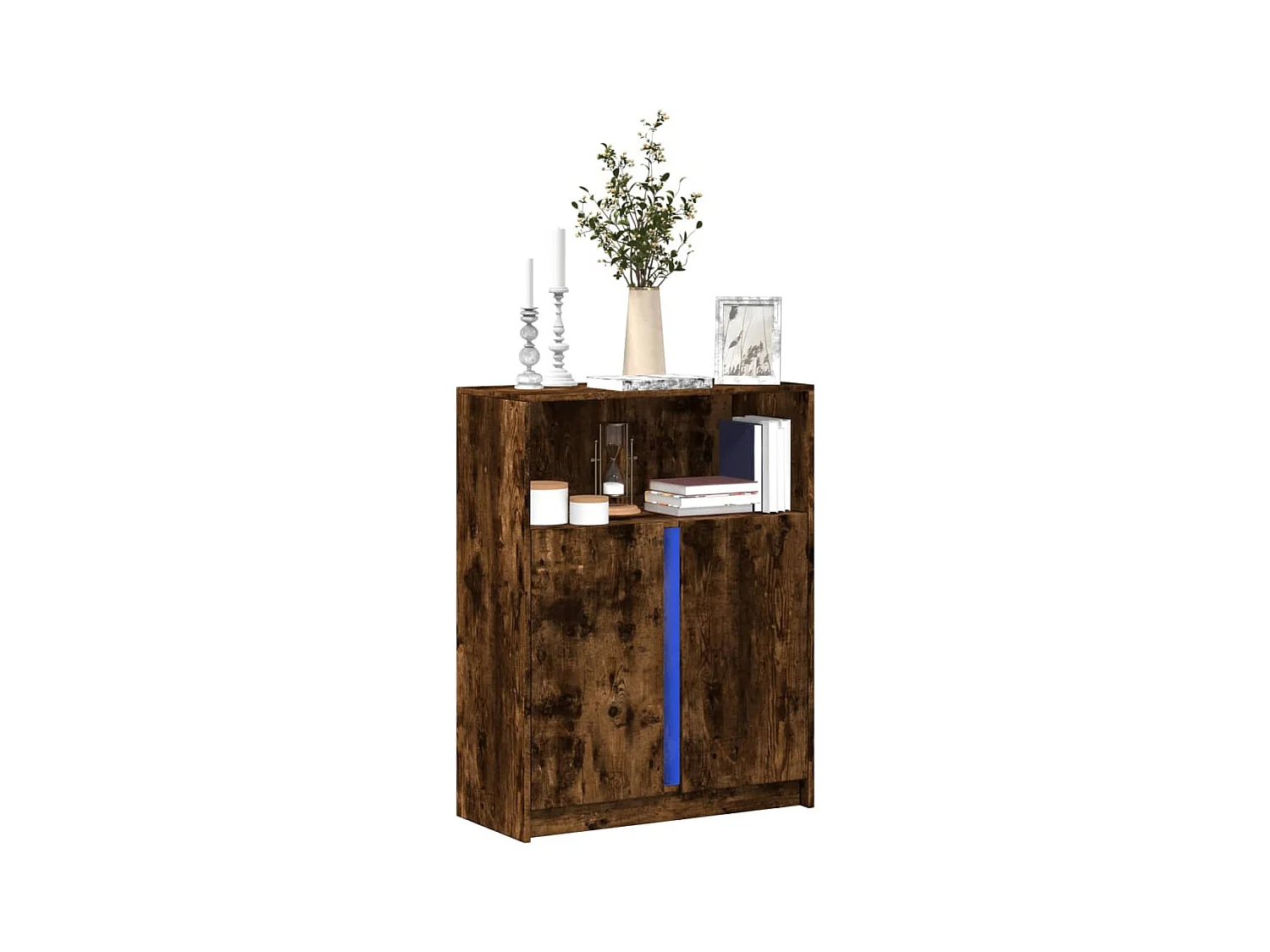 Credenza | Buffet | Armadio con LED Rovere Fumo 77x34x100 cm in Legno Multistrato
