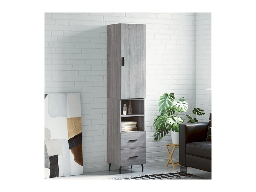 Buffet | Bahut | Meuble de rangement haut Sonoma gris 34,5x34x180 cm Bois d'ingénierie