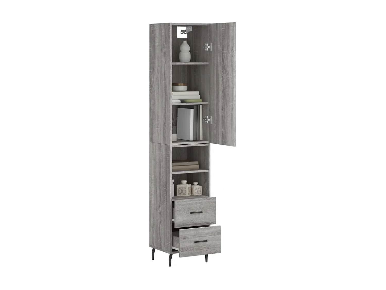 Buffet | Bahut | Meuble de rangement haut Sonoma gris 34,5x34x180 cm Bois d'ingénierie