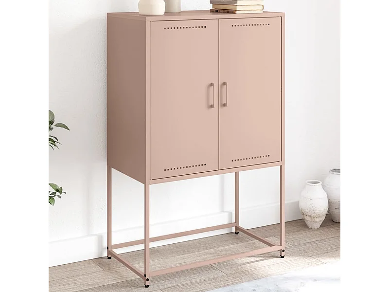 Buffet | Bahut | Meuble de rangement haut rose 68,5x38,5x107 cm acier