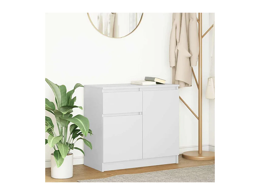 Credenza | Buffet | Armadio con Cassetto Bianco 71x35x65 cm in Legno Multistrato