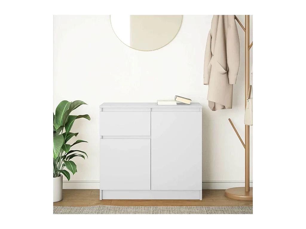 Credenza | Buffet | Armadio con Cassetto Bianco 71x35x65 cm in Legno Multistrato