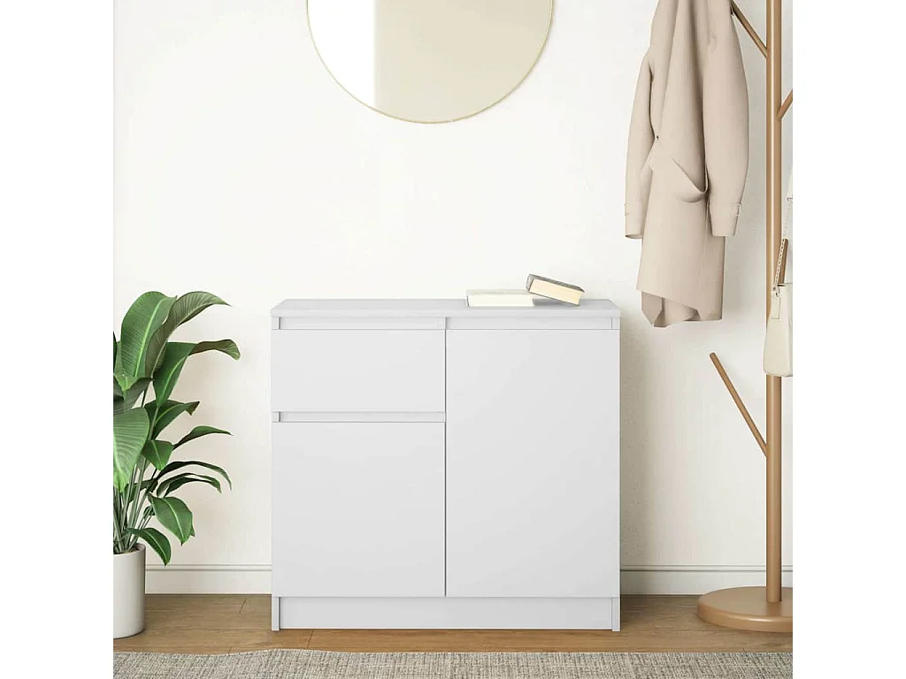 Buffet | Commode à tiroir | Meuble de rangement avec tiroir blanc 71x35x65 cm bois d'ingénierie