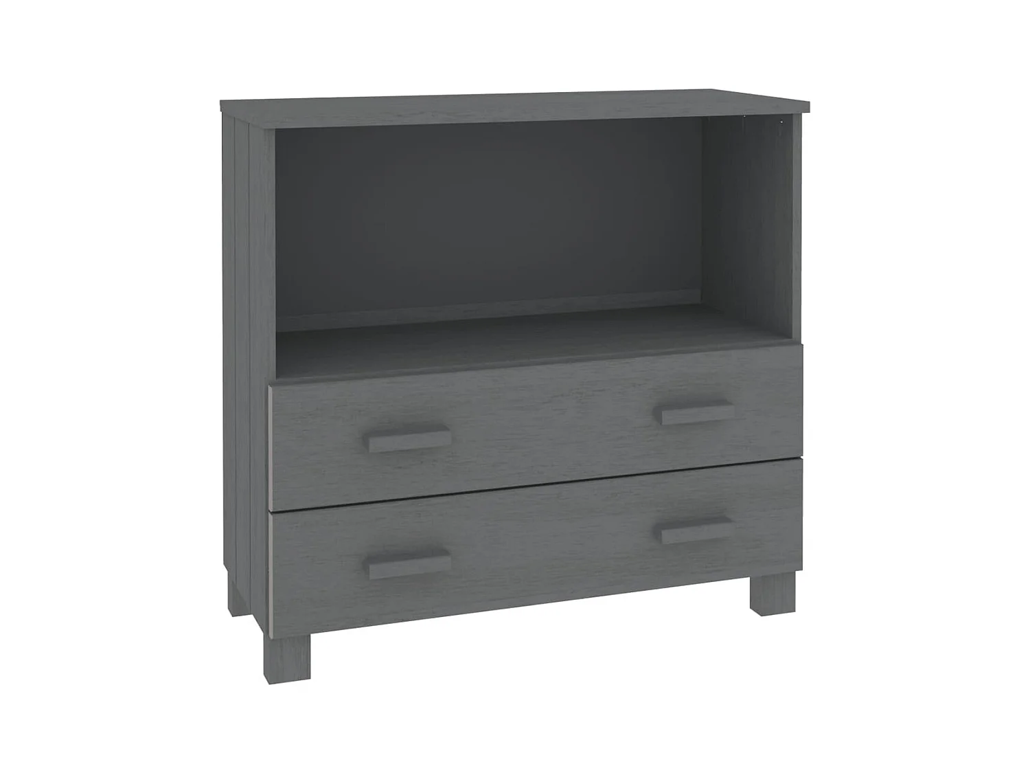 Credenza | Buffet | Armadio HAMAR Grigio Scuro 85x35x80 cm Legno Massello di Pino